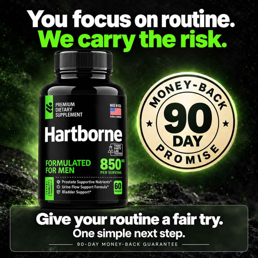 Hartborne daily prostate and urinary formula · 90-day money-back guarantee